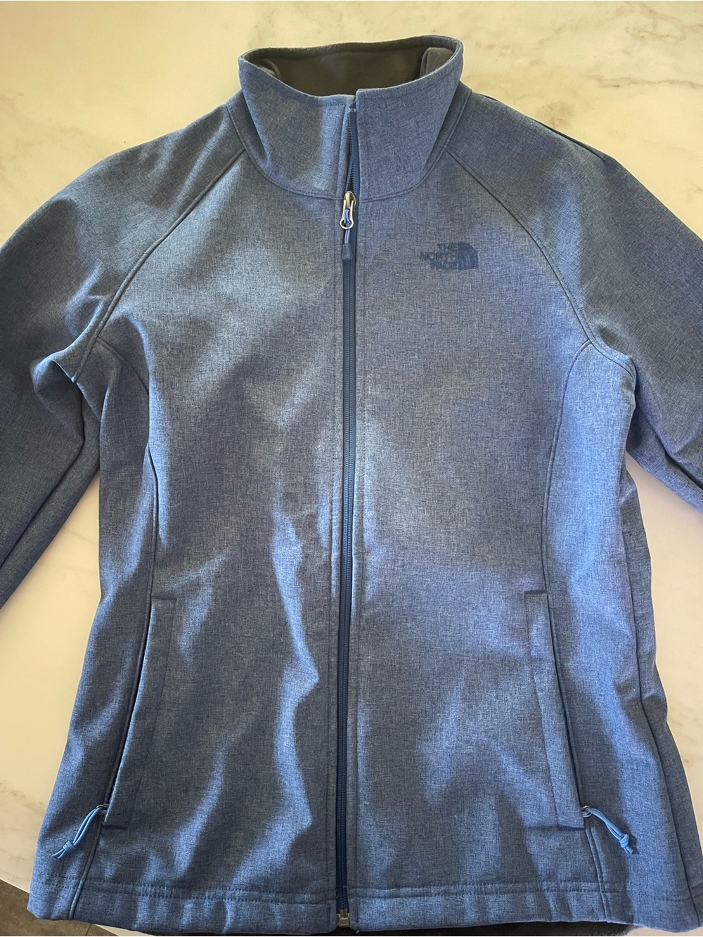 The North Face Heathered Blue Full-Zip Softshell